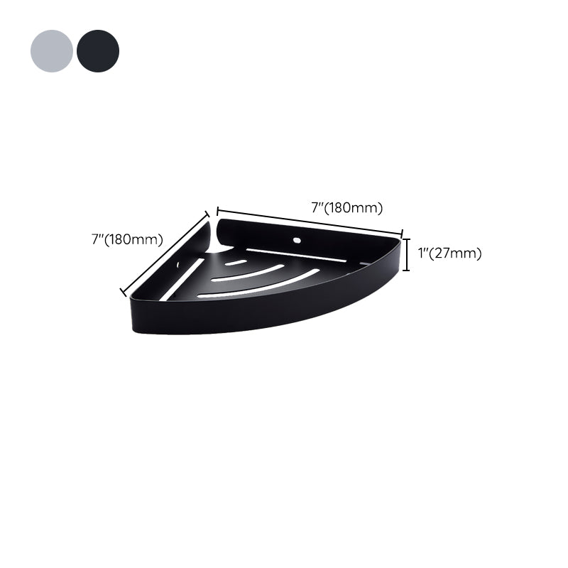 Silver/Black Bathroom Accessory Set Modern 1/2/3 - Piece Bath Shelf Clearhalo 'Bathroom Hardware Sets' 'Bathroom Hardware' 'Bathroom Remodel & Bathroom Fixtures' 'bathroom_hardware_sets' 'Home Improvement' 'home_improvement' 'home_improvement_bathroom_hardware_sets' 7365417