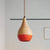 1 Light Dining Room Hanging Light Modern Red/Yellow LED Pendant Lamp with Teardrop Wood Shade Red Clearhalo 'Ceiling Lights' 'Modern Pendants' 'Modern' 'Pendant Lights' 'Pendants' Lighting' 736602