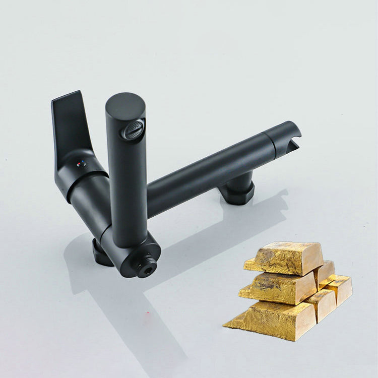 Lever Handle Tub Faucet Wall Mount Shower Hose Swivel Spout Bath Filler with Handshower Clearhalo 'Bathroom Remodel & Bathroom Fixtures' 'Bathtub Faucets' 'bathtub_faucets' 'Home Improvement' 'home_improvement' 'home_improvement_bathtub_faucets' 7366234