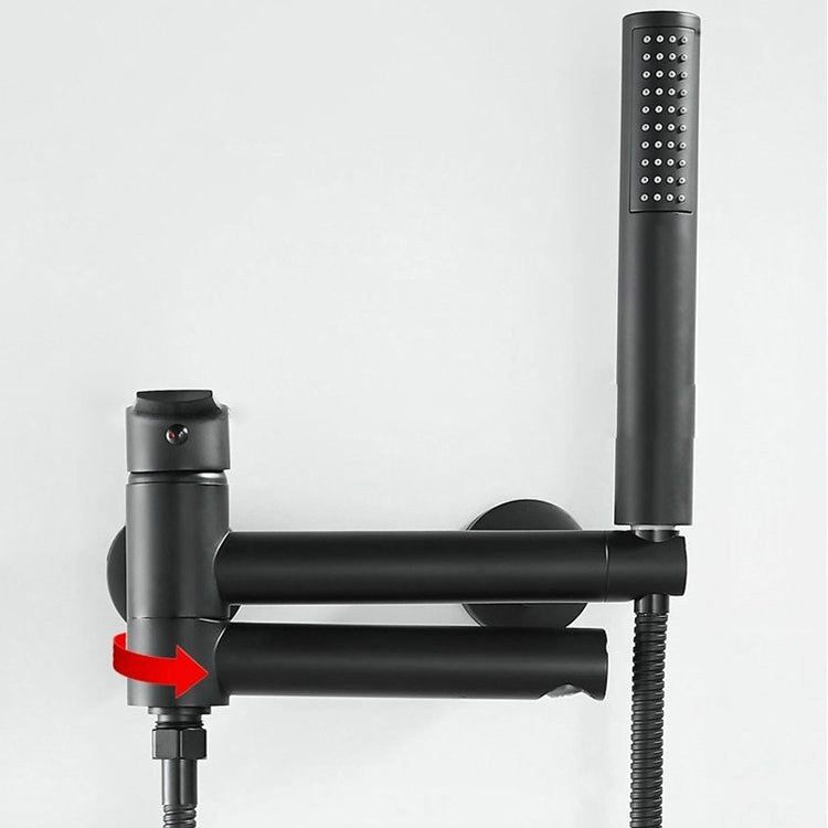 Lever Handle Tub Faucet Wall Mount Shower Hose Swivel Spout Bath Filler with Handshower Clearhalo 'Bathroom Remodel & Bathroom Fixtures' 'Bathtub Faucets' 'bathtub_faucets' 'Home Improvement' 'home_improvement' 'home_improvement_bathtub_faucets' 7366236