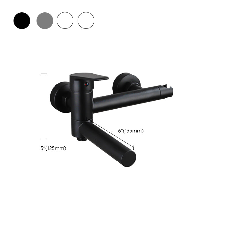 Lever Handle Tub Faucet Wall Mount Shower Hose Swivel Spout Bath Filler with Handshower Clearhalo 'Bathroom Remodel & Bathroom Fixtures' 'Bathtub Faucets' 'bathtub_faucets' 'Home Improvement' 'home_improvement' 'home_improvement_bathtub_faucets' 7366241