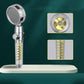 Modern Round Handheld Shower Head Rain Spray Head in Plastic Gold One-Click Water Stop & Adjust Water Pressure Clearhalo 'Bathroom Remodel & Bathroom Fixtures' 'Home Improvement' 'home_improvement' 'home_improvement_shower_heads' 'Shower Heads' 'shower_heads' 'Showers & Bathtubs Plumbing' 'Showers & Bathtubs' 7366277