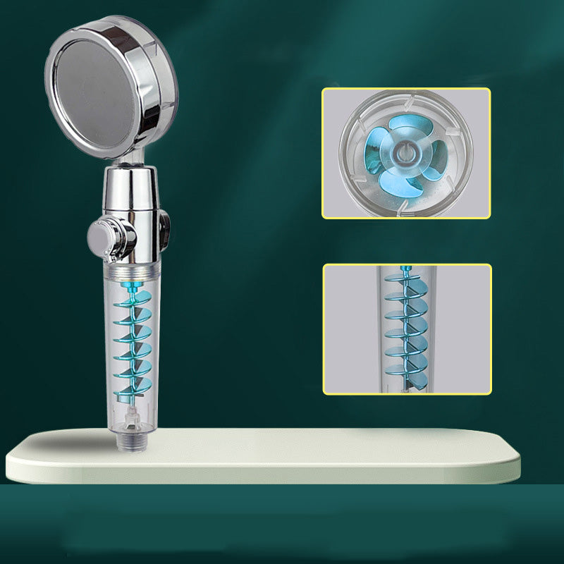 Modern Round Handheld Shower Head Rain Spray Head in Plastic Blue White One-Click Water Stop & Adjust Water Pressure Clearhalo 'Bathroom Remodel & Bathroom Fixtures' 'Home Improvement' 'home_improvement' 'home_improvement_shower_heads' 'Shower Heads' 'shower_heads' 'Showers & Bathtubs Plumbing' 'Showers & Bathtubs' 7366280