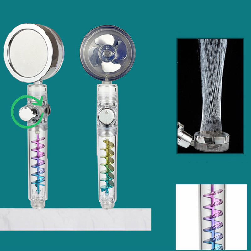 Modern Round Handheld Shower Head Rain Spray Head in Plastic White Silver One-Click Water Stop & Adjust Water Pressure Clearhalo 'Bathroom Remodel & Bathroom Fixtures' 'Home Improvement' 'home_improvement' 'home_improvement_shower_heads' 'Shower Heads' 'shower_heads' 'Showers & Bathtubs Plumbing' 'Showers & Bathtubs' 7366283