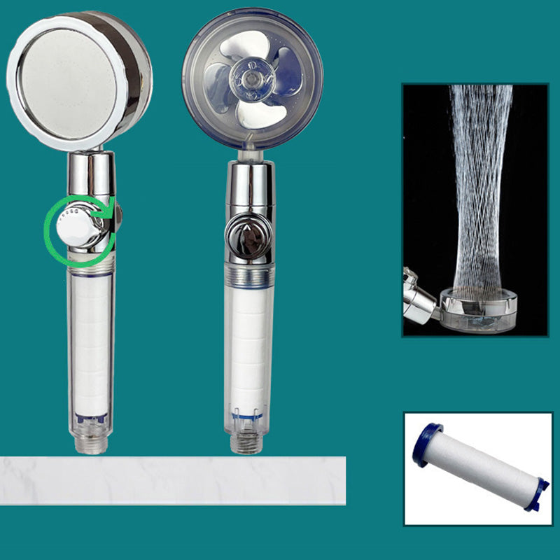 Modern Round Handheld Shower Head Rain Spray Head in Plastic Silver One-Click Water Stop & Adjust Water Pressure Clearhalo 'Bathroom Remodel & Bathroom Fixtures' 'Home Improvement' 'home_improvement' 'home_improvement_shower_heads' 'Shower Heads' 'shower_heads' 'Showers & Bathtubs Plumbing' 'Showers & Bathtubs' 7366290