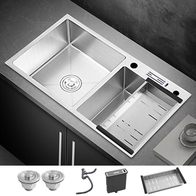 Single Bowl Kitchen Sink Stainless Steel Sink with Soap Dispenser 33"L x 18"W x 9"H Sink Only Tool Rest Included Clearhalo 'Home Improvement' 'home_improvement' 'home_improvement_kitchen_sinks' 'Kitchen Remodel & Kitchen Fixtures' 'Kitchen Sinks & Faucet Components' 'Kitchen Sinks' 'kitchen_sinks' 7366840