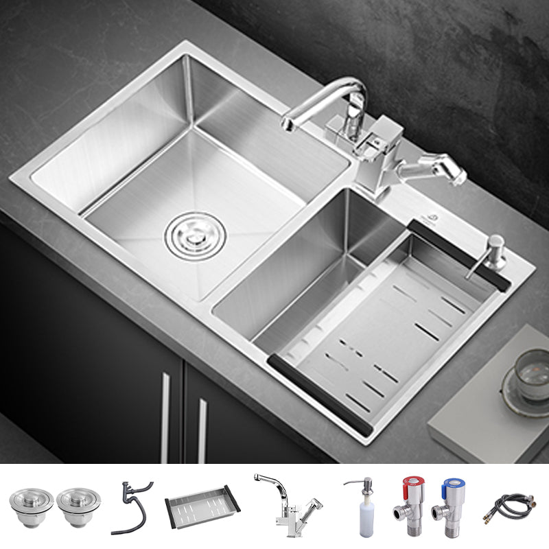 Single Bowl Kitchen Sink Stainless Steel Sink with Soap Dispenser Sink with Faucet Robot Faucet Clearhalo 'Home Improvement' 'home_improvement' 'home_improvement_kitchen_sinks' 'Kitchen Remodel & Kitchen Fixtures' 'Kitchen Sinks & Faucet Components' 'Kitchen Sinks' 'kitchen_sinks' 7366844