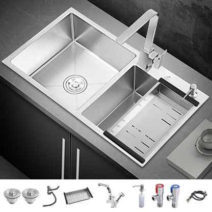 Single Bowl Kitchen Sink Stainless Steel Sink with Soap Dispenser Sink with Faucet Square Faucet