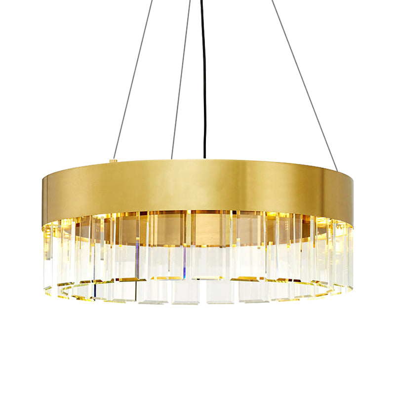 Round Metal Chandelier Pendant Light Minimalist 8 Lights Gold Suspension Lamp with Crystal Detail Clearhalo 'Ceiling Lights' 'Chandeliers' 'Modern Chandeliers' 'Modern' Lighting' 736687