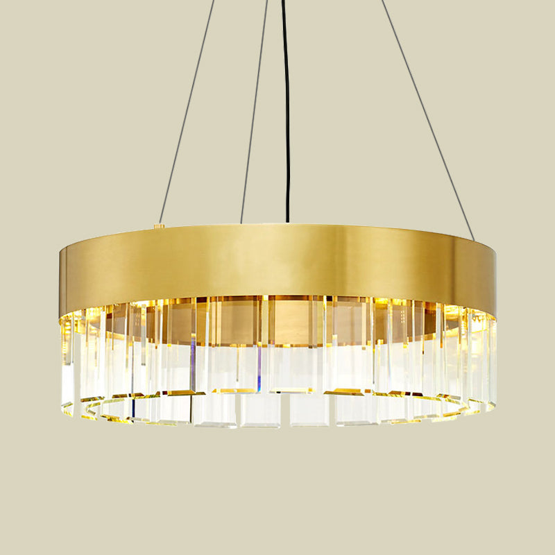 Round Metal Chandelier Pendant Light Minimalist 8 Lights Gold Suspension Lamp with Crystal Detail Clearhalo 'Ceiling Lights' 'Chandeliers' 'Modern Chandeliers' 'Modern' Lighting' 736688