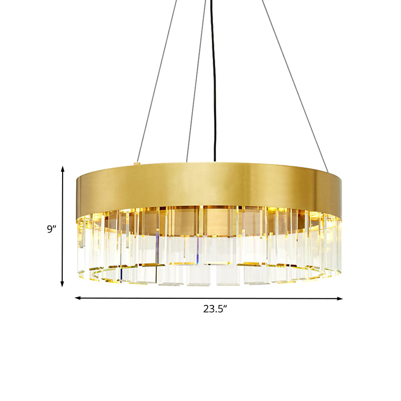 Round Metal Chandelier Pendant Light Minimalist 8 Lights Gold Suspension Lamp with Crystal Detail Clearhalo 'Ceiling Lights' 'Chandeliers' 'Modern Chandeliers' 'Modern' Lighting' 736689