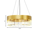 Round Metal Chandelier Pendant Light Minimalist 8 Lights Gold Suspension Lamp with Crystal Detail Clearhalo 'Ceiling Lights' 'Chandeliers' 'Modern Chandeliers' 'Modern' Lighting' 736689