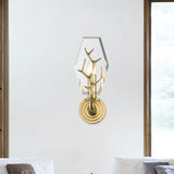 Crystal Panel Wall Mount Lighting Modernism 1-Bulb Wall Lamp Sconce in Brass with Antler Arm Brass Clearhalo 'Cast Iron' 'Glass' 'Industrial' 'Modern wall lights' 'Modern' 'Tiffany' 'Traditional wall lights' 'Wall Lamps & Sconces' 'Wall Lights' Lighting' 736690