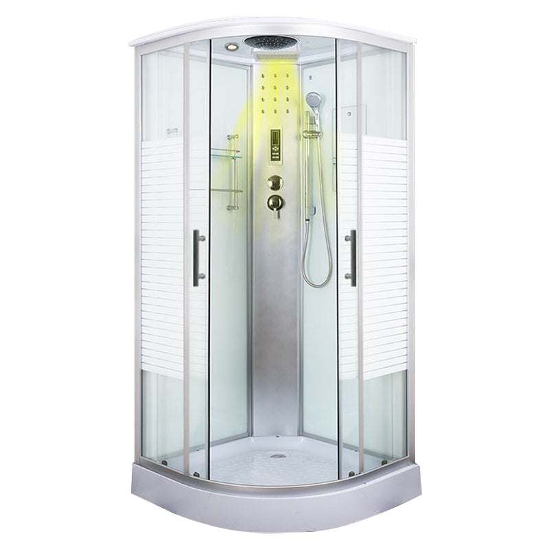 Tempered White Shower Kit Framed Double Sliding Rounded Shower Stall 35"L x 35"W x 87"H General Yes Clearhalo 'Bathroom Remodel & Bathroom Fixtures' 'Home Improvement' 'home_improvement' 'home_improvement_shower_stalls_enclosures' 'Shower Stalls & Enclosures' 'shower_stalls_enclosures' 'Showers & Bathtubs' 7367305