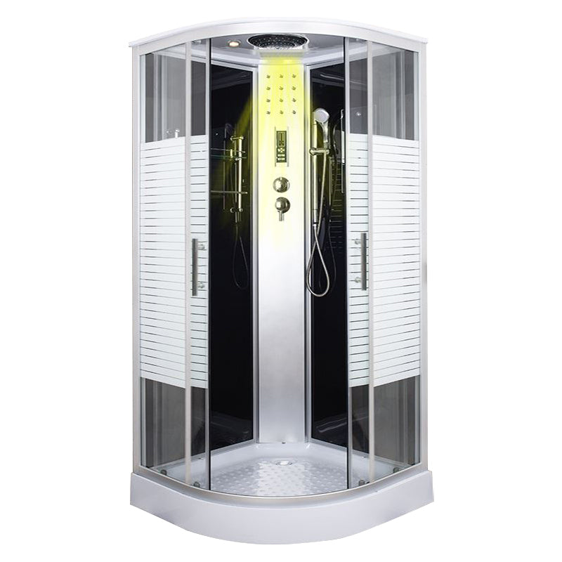 Tempered White Shower Kit Framed Double Sliding Rounded Shower Stall 39"L x 39"W x 87"H General Yes Clearhalo 'Bathroom Remodel & Bathroom Fixtures' 'Home Improvement' 'home_improvement' 'home_improvement_shower_stalls_enclosures' 'Shower Stalls & Enclosures' 'shower_stalls_enclosures' 'Showers & Bathtubs' 7367308