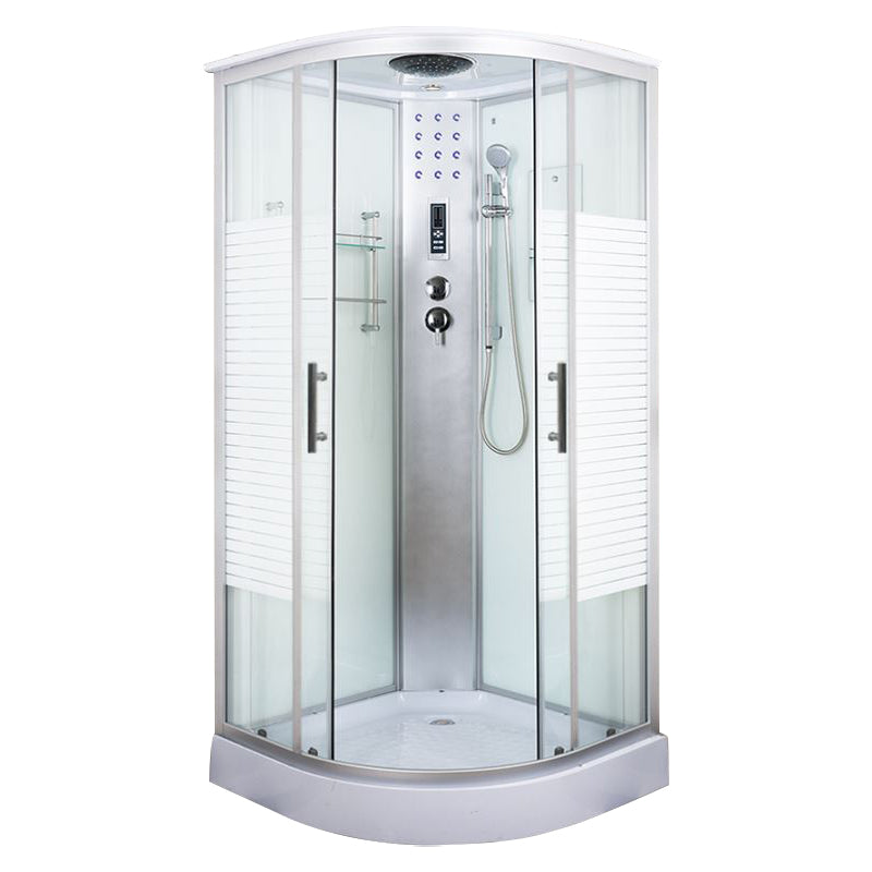 Tempered White Shower Kit Framed Double Sliding Rounded Shower Stall 35"L x 35"W x 87"H General 否 Clearhalo 'Bathroom Remodel & Bathroom Fixtures' 'Home Improvement' 'home_improvement' 'home_improvement_shower_stalls_enclosures' 'Shower Stalls & Enclosures' 'shower_stalls_enclosures' 'Showers & Bathtubs' 7367314