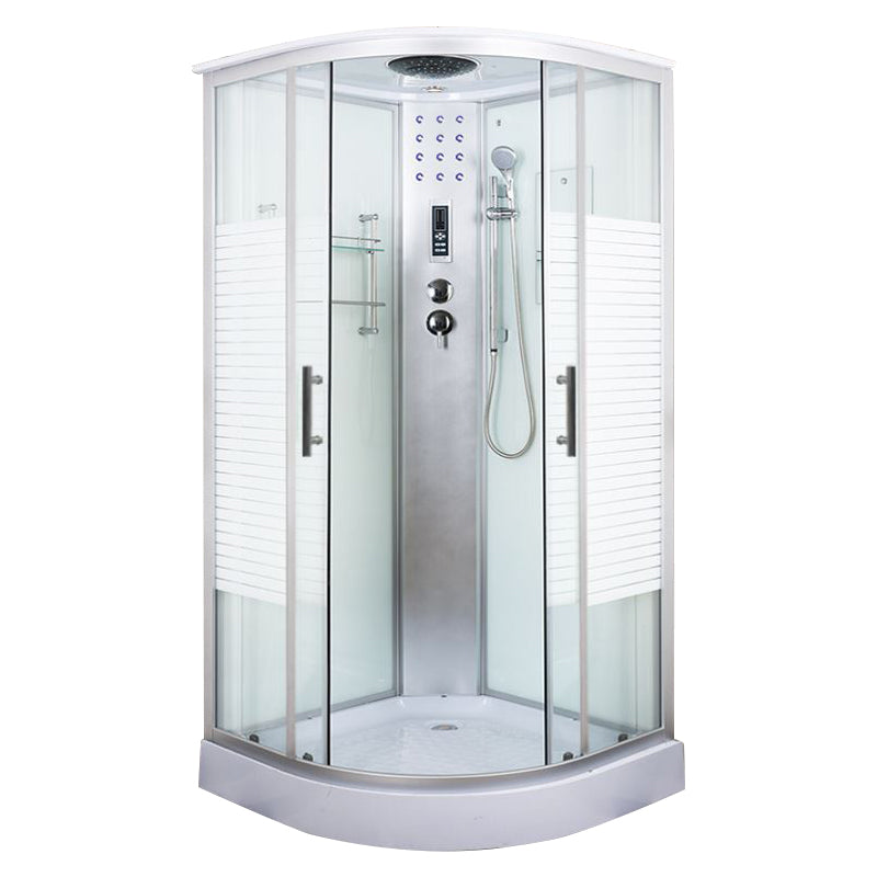 Tempered White Shower Kit Framed Double Sliding Rounded Shower Stall 43.3"L x 43.3"W x 82.7"H General 否 Clearhalo 'Bathroom Remodel & Bathroom Fixtures' 'Home Improvement' 'home_improvement' 'home_improvement_shower_stalls_enclosures' 'Shower Stalls & Enclosures' 'shower_stalls_enclosures' 'Showers & Bathtubs' 7367320