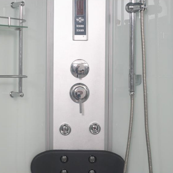Tempered White Shower Kit Framed Double Sliding Rounded Shower Stall Clearhalo 'Bathroom Remodel & Bathroom Fixtures' 'Home Improvement' 'home_improvement' 'home_improvement_shower_stalls_enclosures' 'Shower Stalls & Enclosures' 'shower_stalls_enclosures' 'Showers & Bathtubs' 7367321
