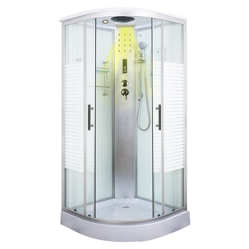 Tempered White Shower Kit Framed Double Sliding Rounded Shower Stall 31"L x 31"W x 87"H General Yes Clearhalo 'Bathroom Remodel & Bathroom Fixtures' 'Home Improvement' 'home_improvement' 'home_improvement_shower_stalls_enclosures' 'Shower Stalls & Enclosures' 'shower_stalls_enclosures' 'Showers & Bathtubs' 7367323