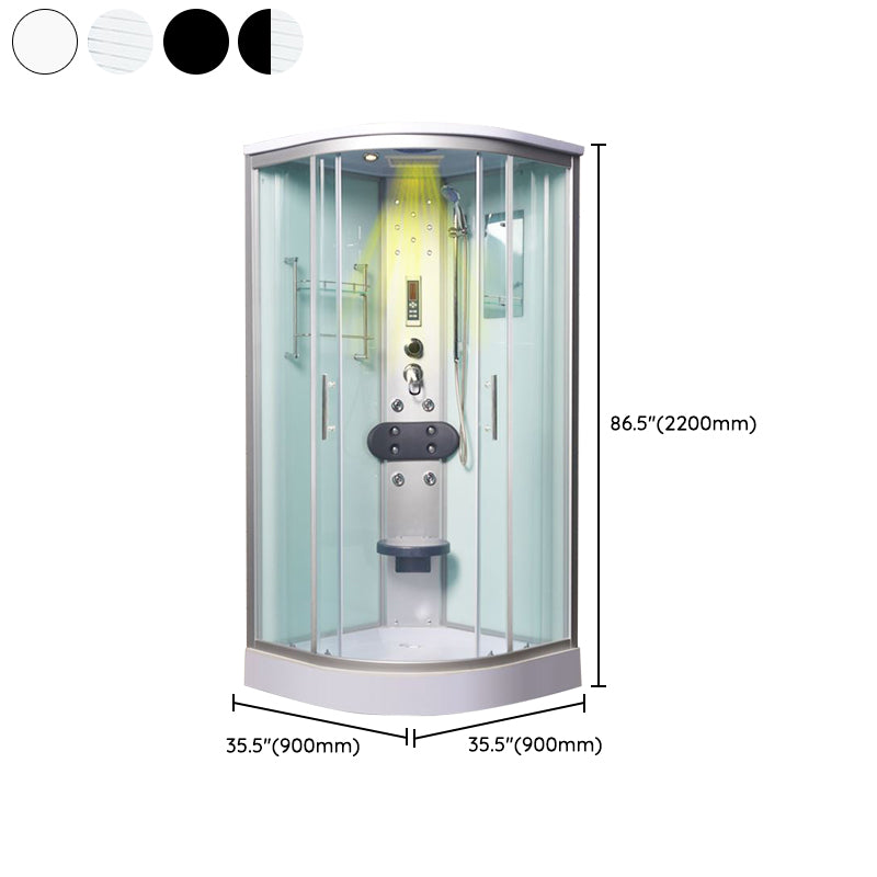 Tempered White Shower Kit Framed Double Sliding Rounded Shower Stall Clearhalo 'Bathroom Remodel & Bathroom Fixtures' 'Home Improvement' 'home_improvement' 'home_improvement_shower_stalls_enclosures' 'Shower Stalls & Enclosures' 'shower_stalls_enclosures' 'Showers & Bathtubs' 7367327