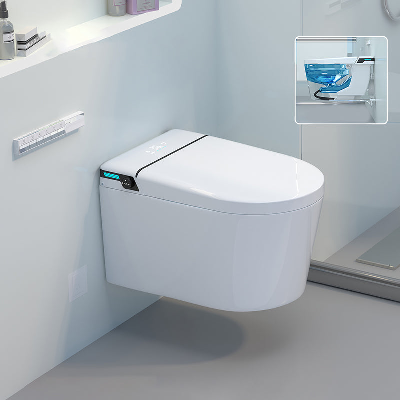 Elongated Smart Wall Mounted Bidet 14.17" H Cotton White Bidet with Unlimited Warm Water Manual Lid (Standard) Clearhalo 'Bathroom Remodel & Bathroom Fixtures' 'Bidets' 'Home Improvement' 'home_improvement' 'home_improvement_bidets' 'Toilets & Bidets' 7367363