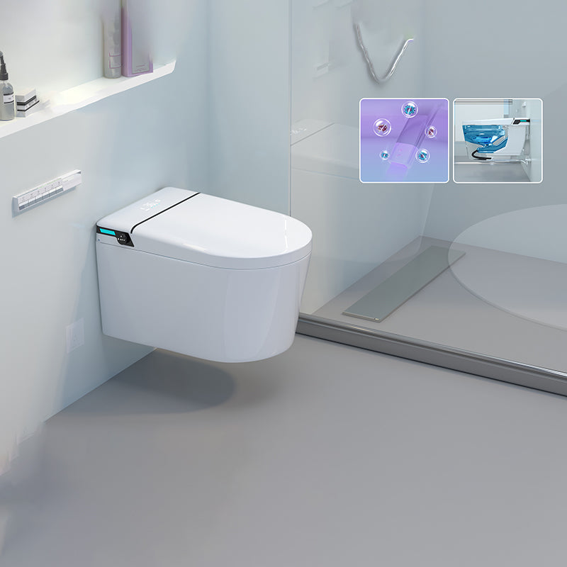 Elongated Smart Wall Mounted Bidet 14.17" H Cotton White Bidet with Unlimited Warm Water Auto Flip (Upgrading) Clearhalo 'Bathroom Remodel & Bathroom Fixtures' 'Bidets' 'Home Improvement' 'home_improvement' 'home_improvement_bidets' 'Toilets & Bidets' 7367365