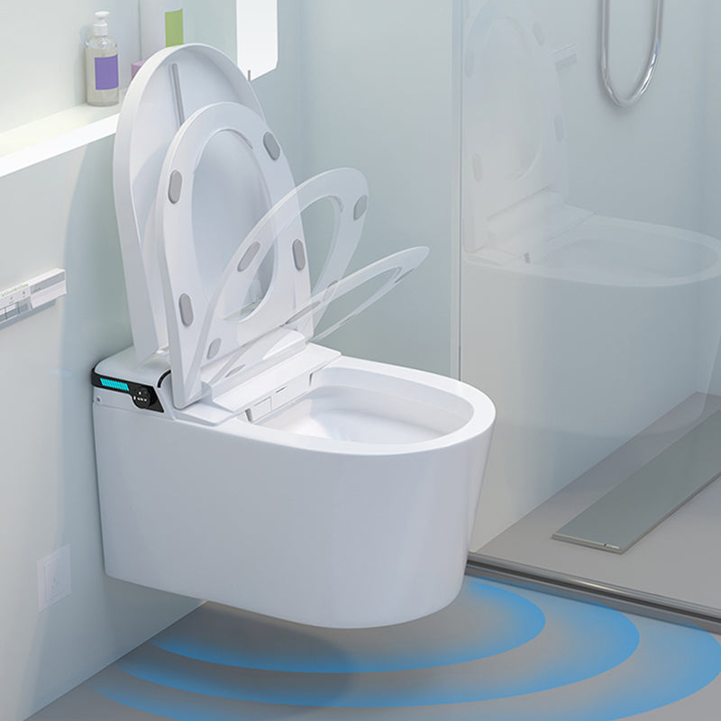 Elongated Smart Wall Mounted Bidet 14.17" H Cotton White Bidet with Unlimited Warm Water Clearhalo 'Bathroom Remodel & Bathroom Fixtures' 'Bidets' 'Home Improvement' 'home_improvement' 'home_improvement_bidets' 'Toilets & Bidets' 7367371