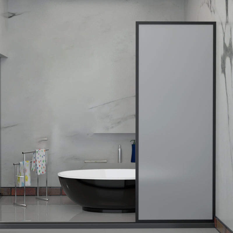 Fixed Glass Shower Door Black Stainless Steel Frame Shower Screen Frosted Glass Clearhalo 'Bathroom Remodel & Bathroom Fixtures' 'Home Improvement' 'home_improvement' 'home_improvement_shower_tub_doors' 'Shower and Tub Doors' 'shower_tub_doors' 'Showers & Bathtubs' 7367523