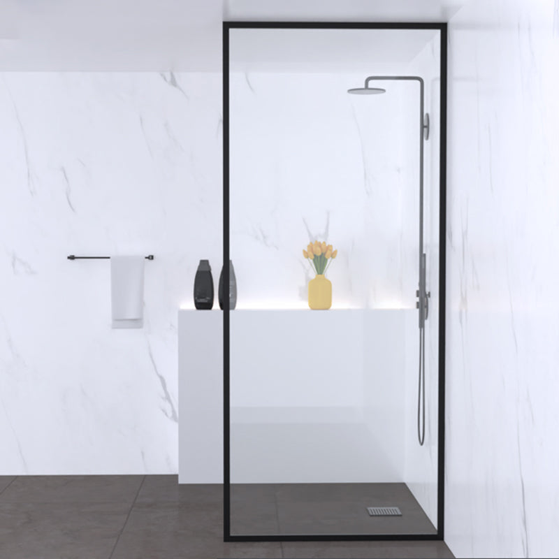 Fixed Glass Shower Door Black Stainless Steel Frame Shower Screen Clearhalo 'Bathroom Remodel & Bathroom Fixtures' 'Home Improvement' 'home_improvement' 'home_improvement_shower_tub_doors' 'Shower and Tub Doors' 'shower_tub_doors' 'Showers & Bathtubs' 7367526