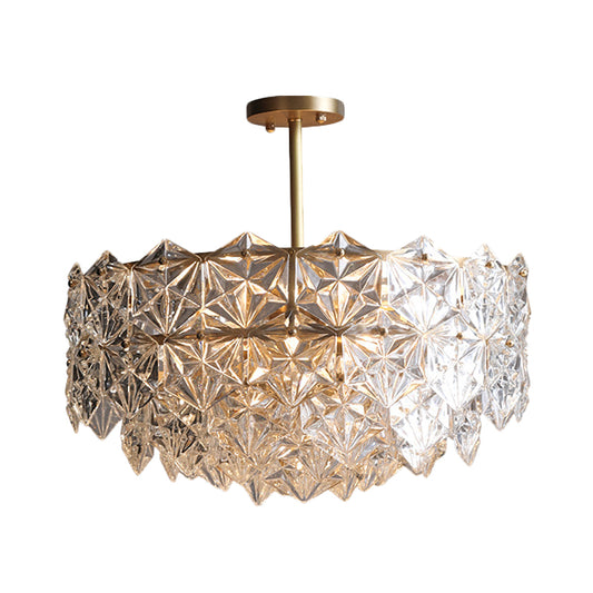 Brass Circular Chandelier Light Fixture Vintage Beveled K9 Crystal 6 Heads Living Room Ceiling Pendant Clearhalo 'Ceiling Lights' 'Chandeliers' Lighting' options 736767