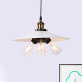 Flared Shade Kitchen Hanging Lamp Vintage Style Metallic 3 Heads Black/White Pendant Lighting Clearhalo 'Cast Iron' 'Ceiling Lights' 'Chandeliers' 'Industrial Chandeliers' 'Industrial' 'Metal' 'Middle Century Chandeliers' 'Rustic Chandeliers' 'Tiffany' Lighting' 736815