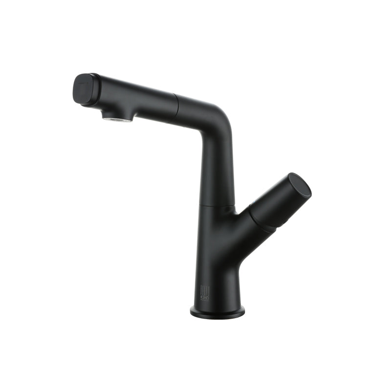 Modern Style Kitchen Faucet Copper Knob Handle 1-Hole Kitchen Faucet Black Clearhalo 'Home Improvement' 'home_improvement' 'home_improvement_kitchen_faucets' 'Kitchen Faucets' 'Kitchen Remodel & Kitchen Fixtures' 'Kitchen Sinks & Faucet Components' 'kitchen_faucets' 7368220