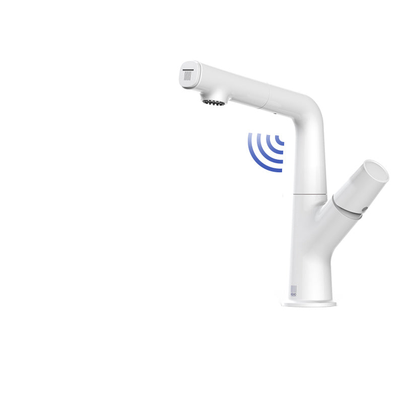 Modern Style Kitchen Faucet Copper Knob Handle 1-Hole Kitchen Faucet Matte White Clearhalo 'Home Improvement' 'home_improvement' 'home_improvement_kitchen_faucets' 'Kitchen Faucets' 'Kitchen Remodel & Kitchen Fixtures' 'Kitchen Sinks & Faucet Components' 'kitchen_faucets' 7368222