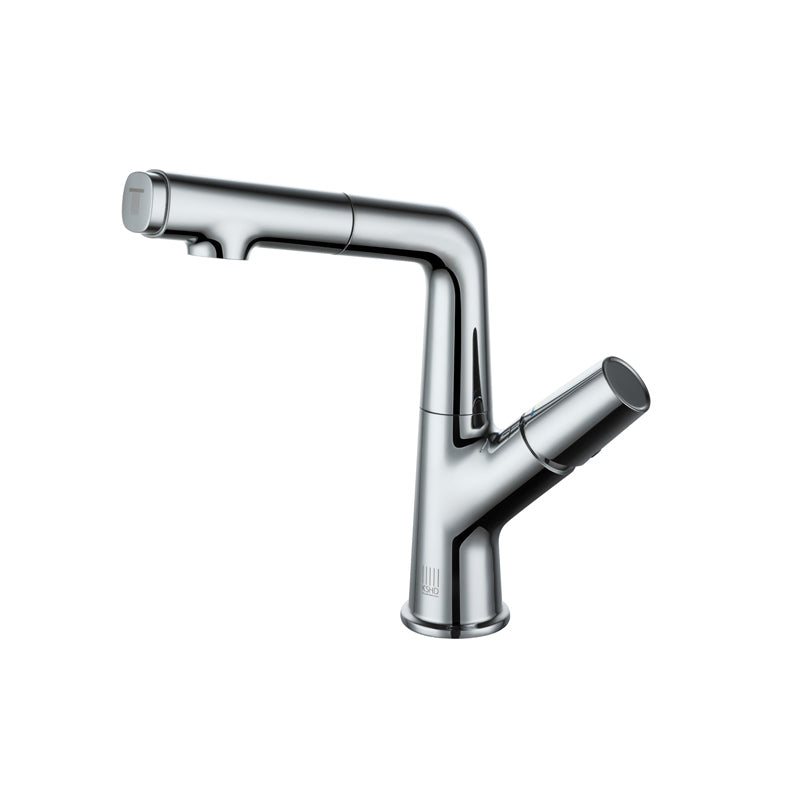 Modern Style Kitchen Faucet Copper Knob Handle 1-Hole Kitchen Faucet Silver Clearhalo 'Home Improvement' 'home_improvement' 'home_improvement_kitchen_faucets' 'Kitchen Faucets' 'Kitchen Remodel & Kitchen Fixtures' 'Kitchen Sinks & Faucet Components' 'kitchen_faucets' 7368224