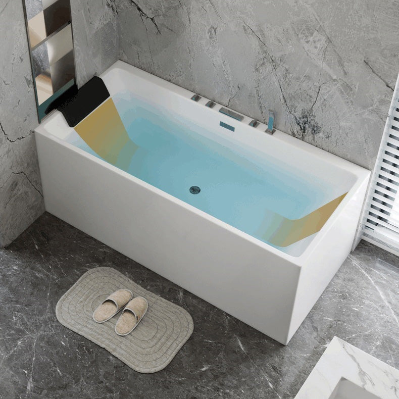 Modern Freestanding Rectangular Bath Acrylic White Soaking Bathtub Clearhalo 'Bathroom Remodel & Bathroom Fixtures' 'Bathtubs' 'Home Improvement' 'home_improvement' 'home_improvement_bathtubs' 'Showers & Bathtubs' 7368564