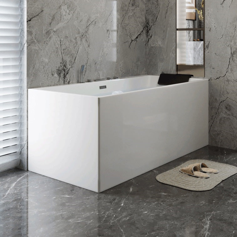 Modern Freestanding Rectangular Bath Acrylic White Soaking Bathtub 67"L x 30"W x 25"H Tub Clearhalo 'Bathroom Remodel & Bathroom Fixtures' 'Bathtubs' 'Home Improvement' 'home_improvement' 'home_improvement_bathtubs' 'Showers & Bathtubs' 7368567