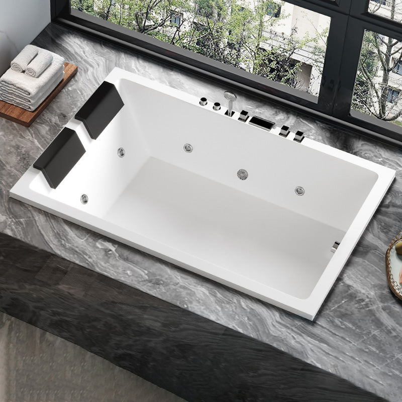 Rectangular White Bath Acrylic Modern Soaking Drop-in Bathtub Massage Left Clearhalo 'Bathroom Remodel & Bathroom Fixtures' 'Bathtubs' 'Home Improvement' 'home_improvement' 'home_improvement_bathtubs' 'Showers & Bathtubs' 7368585