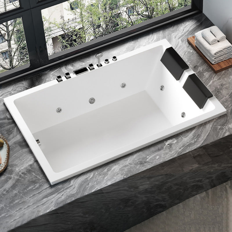 Rectangular White Bath Acrylic Modern Soaking Drop-in Bathtub Massage Right Clearhalo 'Bathroom Remodel & Bathroom Fixtures' 'Bathtubs' 'Home Improvement' 'home_improvement' 'home_improvement_bathtubs' 'Showers & Bathtubs' 7368596