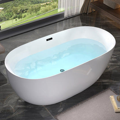 Antique Finish Modern Soaking Bathtub Stand Alone Oval Bath Tub White Tub Clearhalo 'Bathroom Remodel & Bathroom Fixtures' 'Bathtubs' 'Home Improvement' 'home_improvement' 'home_improvement_bathtubs' 'Showers & Bathtubs' 7368619