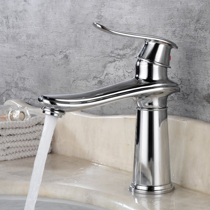 Country Wide Spread Bathroom Faucet Vintage Lever Lavatory Faucet Chrome 7.9" Shut-off Valve Not Included Clearhalo 'Bathroom Remodel & Bathroom Fixtures' 'Bathroom Sink Faucets' 'Bathroom Sinks & Faucet Components' 'bathroom_sink_faucets' 'Home Improvement' 'home_improvement' 'home_improvement_bathroom_sink_faucets' 7368857