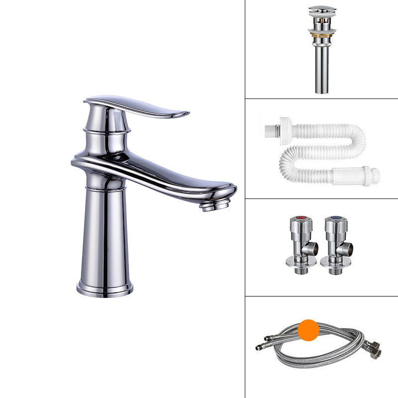 Country Wide Spread Bathroom Faucet Vintage Lever Lavatory Faucet Chrome 7.9" Shut-off Valve Included Clearhalo 'Bathroom Remodel & Bathroom Fixtures' 'Bathroom Sink Faucets' 'Bathroom Sinks & Faucet Components' 'bathroom_sink_faucets' 'Home Improvement' 'home_improvement' 'home_improvement_bathroom_sink_faucets' 7368859