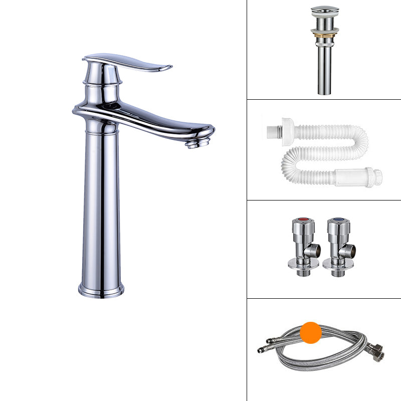 Country Wide Spread Bathroom Faucet Vintage Lever Lavatory Faucet Chrome 11.8" Shut-off Valve Included Clearhalo 'Bathroom Remodel & Bathroom Fixtures' 'Bathroom Sink Faucets' 'Bathroom Sinks & Faucet Components' 'bathroom_sink_faucets' 'Home Improvement' 'home_improvement' 'home_improvement_bathroom_sink_faucets' 7368861