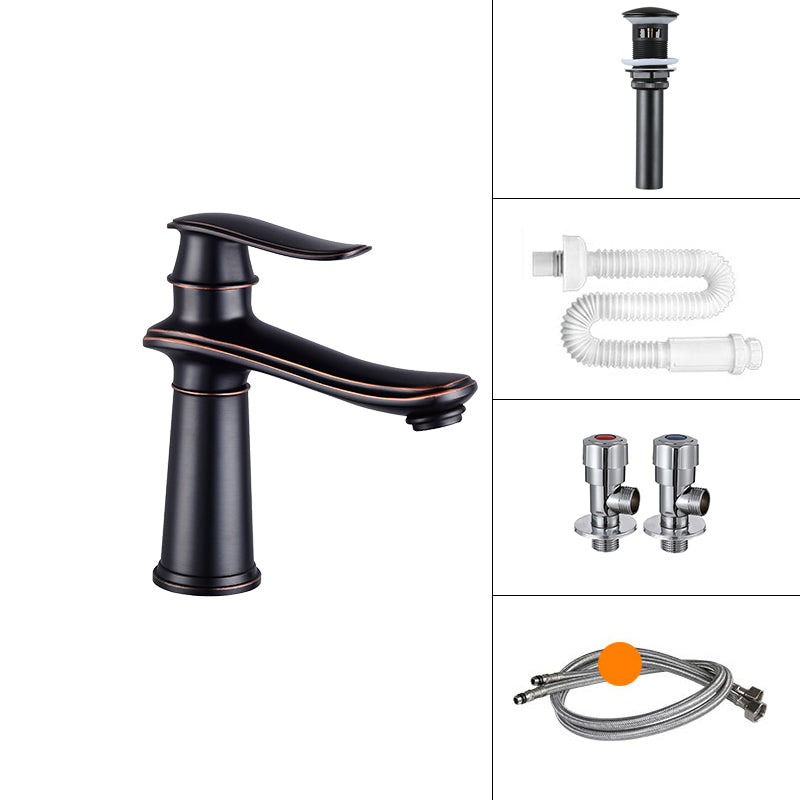 Country Wide Spread Bathroom Faucet Vintage Lever Lavatory Faucet Black 7.9" Shut-off Valve Included Clearhalo 'Bathroom Remodel & Bathroom Fixtures' 'Bathroom Sink Faucets' 'Bathroom Sinks & Faucet Components' 'bathroom_sink_faucets' 'Home Improvement' 'home_improvement' 'home_improvement_bathroom_sink_faucets' 7368862