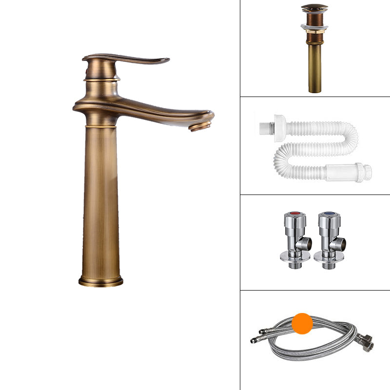 Country Wide Spread Bathroom Faucet Vintage Lever Lavatory Faucet Bronze 11.8" Shut-off Valve Included Clearhalo 'Bathroom Remodel & Bathroom Fixtures' 'Bathroom Sink Faucets' 'Bathroom Sinks & Faucet Components' 'bathroom_sink_faucets' 'Home Improvement' 'home_improvement' 'home_improvement_bathroom_sink_faucets' 7368865