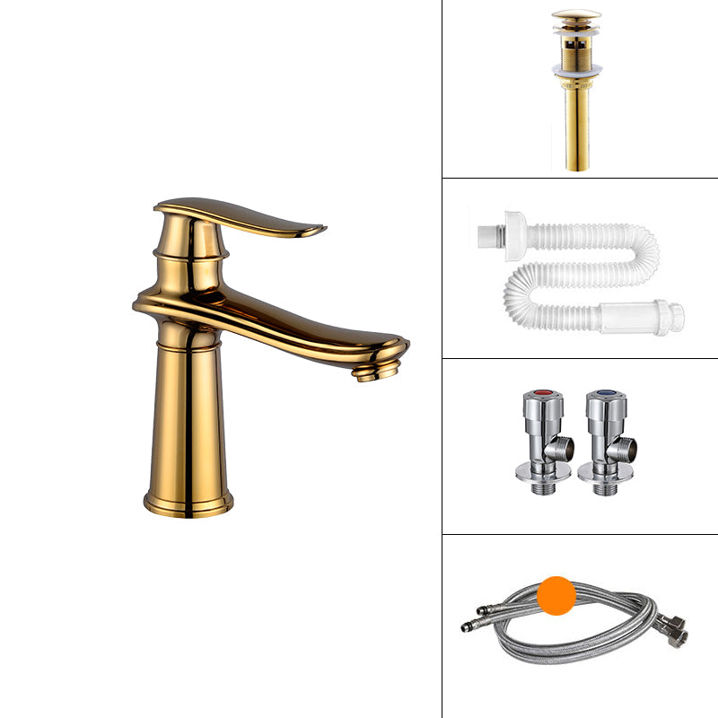 Country Wide Spread Bathroom Faucet Vintage Lever Lavatory Faucet Gold 7.9" Shut-off Valve Included Clearhalo 'Bathroom Remodel & Bathroom Fixtures' 'Bathroom Sink Faucets' 'Bathroom Sinks & Faucet Components' 'bathroom_sink_faucets' 'Home Improvement' 'home_improvement' 'home_improvement_bathroom_sink_faucets' 7368866