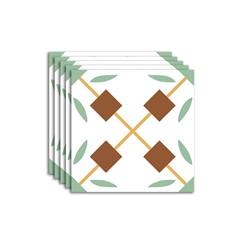 Patterned Singular Tile Ceramic Indoor Floor Tile with Square Shape White-Green-Yellow Clearhalo 'Floor Tiles & Wall Tiles' 'floor_tiles_wall_tiles' 'Flooring 'Home Improvement' 'home_improvement' 'home_improvement_floor_tiles_wall_tiles' Walls and Ceiling' 7368912