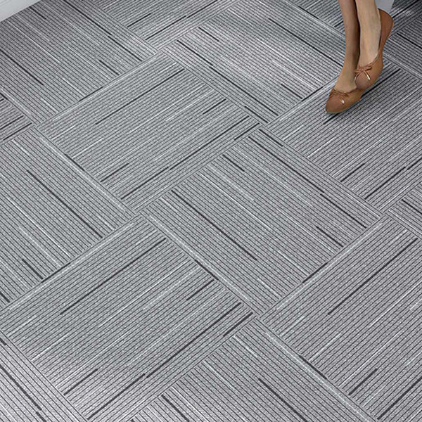 Rectangle Plastic Floor Water Resistant Fabric Look Floor Tiles Smoke Gray Clearhalo 'Flooring 'Home Improvement' 'home_improvement' 'home_improvement_vinyl_flooring' 'Vinyl Flooring' 'vinyl_flooring' Walls and Ceiling' 7368954