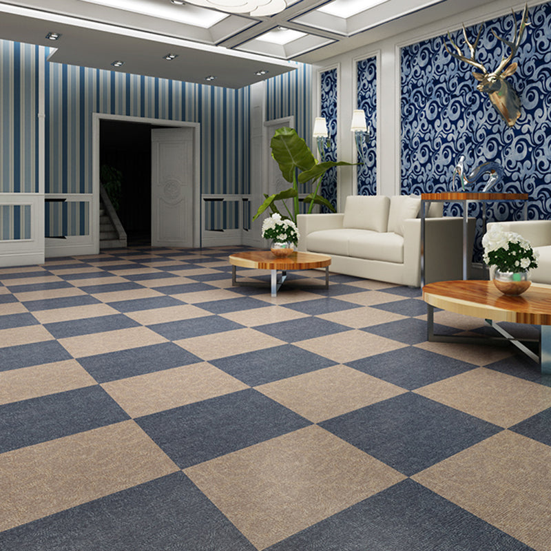 Square Plastic Floor Water Resistant Fabric Look Peel & Stick Floor Tiles Dark Blue 118.4 sq ft. - 55 Pieces Clearhalo 'Flooring 'Home Improvement' 'home_improvement' 'home_improvement_vinyl_flooring' 'Vinyl Flooring' 'vinyl_flooring' Walls and Ceiling' 7368962