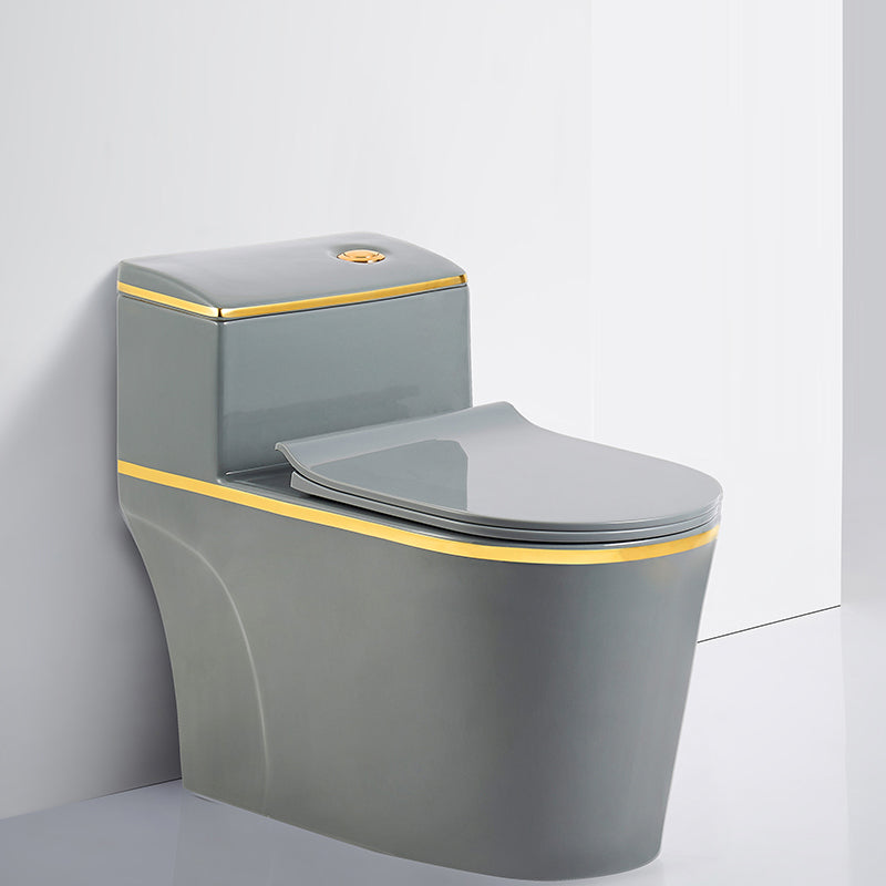 Floor Mounted Toilet All In One Porcelain Urine Toilet Traditional Siphon Jet Toilet 15"L x 28"W x 25"H Grey/ Gold 16" Clearhalo 'Bathroom Remodel & Bathroom Fixtures' 'Home Improvement' 'home_improvement' 'home_improvement_toilets' 'Toilets & Bidets' 'Toilets' 7369664