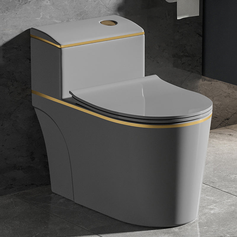 Floor Mounted Toilet All In One Porcelain Urine Toilet Traditional Siphon Jet Toilet 15"L x 28"W x 25"H Grey/ Gold 12" Clearhalo 'Bathroom Remodel & Bathroom Fixtures' 'Home Improvement' 'home_improvement' 'home_improvement_toilets' 'Toilets & Bidets' 'Toilets' 7369668